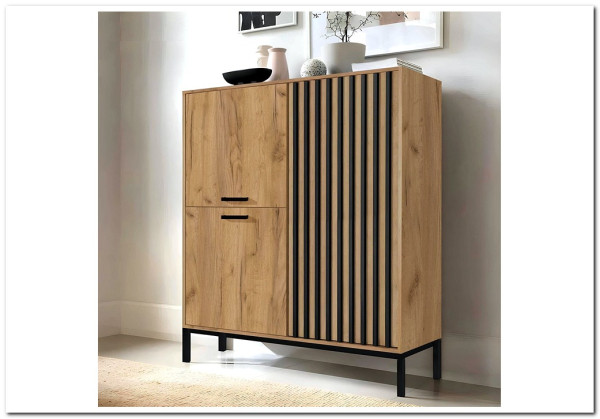 Комод HALMAR LAMINO KM-2 дуб крафт/черный купить по цене 34 187 руб. в магазине Другая Мебель в Курске