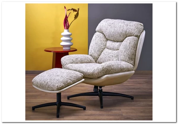 Комплект Halmar KRONOS кресло + подставка для ног (бежевый/разноцветный/черный)} заказать в Курске по цене 44 654 руб. с доставкой в Курск