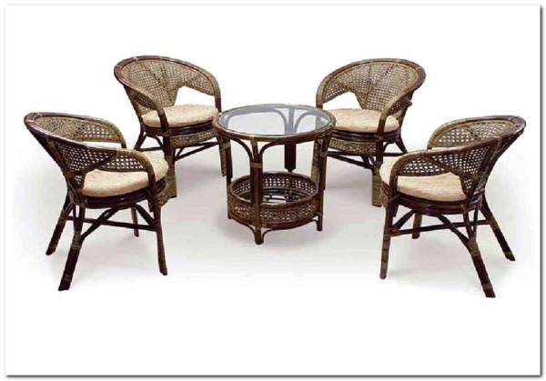 Комплект "PELANGI"  02/15 ( стол со стеклом + 4 кресла ) walnut (грецкий орех)} заказать в Курске по цене 54 810 руб. с доставкой в Курск