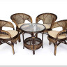 Комплект "PELANGI"  02/15 ( стол со стеклом + 4 кресла ) walnut (грецкий орех)} заказать в Курске по цене 54 810 руб. с доставкой в Курск
