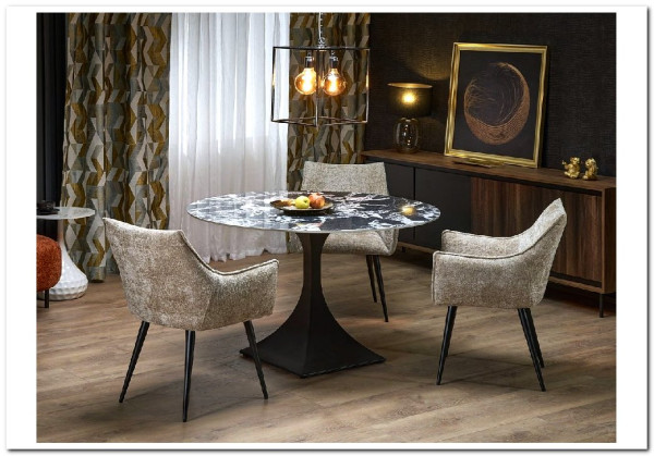 Стол обеденный Halmar MANUEL 120 (черный мрамор/черный)} заказать в Курске по цене 67 485 руб. с доставкой в Курск