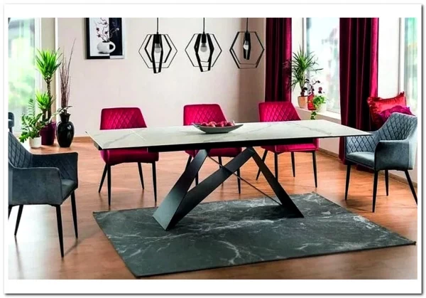 Стол обеденный Signal WESTIN III Ceramic 180 раскладной (белый мрамор/черный мат)} заказать в Курске по цене 163 538 руб. с доставкой в Курск