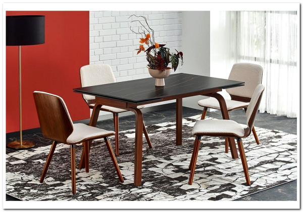 Стол обеденный Halmar LOZANO (черный мрамор/ореховый)} заказать в Курске по цене 67 065 руб. с доставкой в Курск