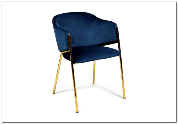 Стул KRONOS (mod. 8158) металл/вельвет синий/золотые ножки G062-48} заказать в Курске по цене 9 420 руб. с доставкой в Курск