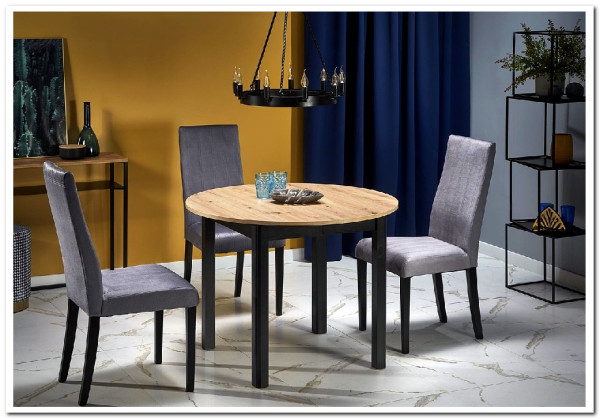 Стол обеденный Halmar RINGO раскладной дуб артизан/черный} заказать в Курске по цене 27 728 руб. с доставкой в Курск