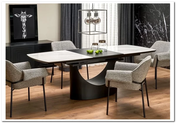 Стол обеденный Halmar OSMAN раскладной (белый мрамор/черный)} заказать в Курске по цене 123 135 руб. с доставкой в Курск