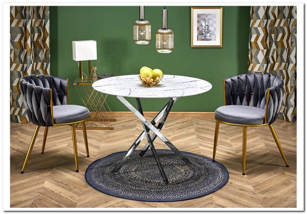 Стол обеденный Halmar RAYMOND 3 100 (белый/серебряный)} заказать в Курске по цене 27 022 руб. с доставкой в Курск