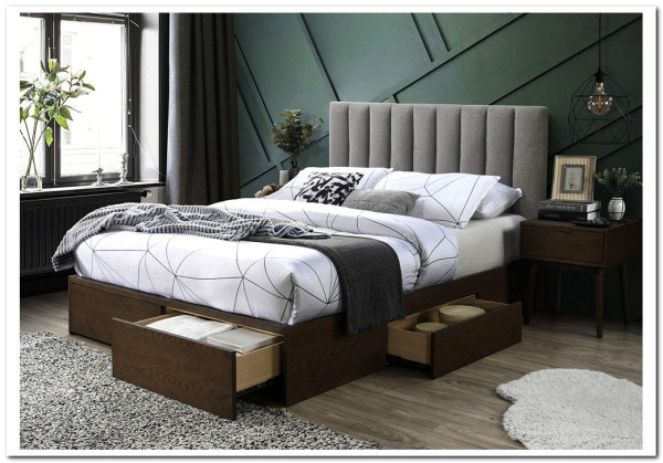 Кровать с ящиками HALMAR GORASHI 160 серый / орех} заказать в Курске по цене 109 938 руб. с доставкой в Курск