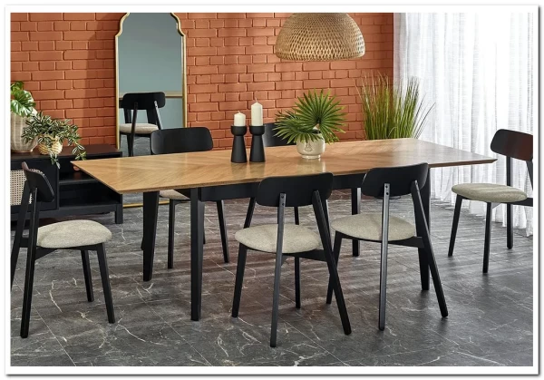 Стол обеденный Halmar EDMONDO 160 раскладной (дуб/черный)} заказать в Курске по цене 104 586 руб. с доставкой в Курск