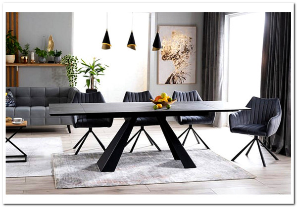 Стол обеденный Signal SALVADORE Ceramic 180 раскладной (серый мрамор/черный мат)} заказать в Курске по цене 138 193 руб. с доставкой в Курск