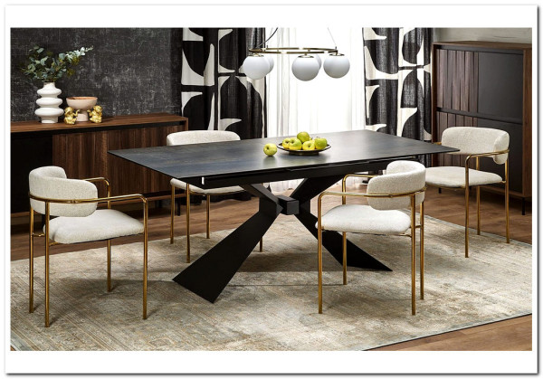 Стол обеденный Halmar LUCIANO 180 раскладной (синий мрамор/черный)} заказать в Курске по цене 158 540 руб. с доставкой в Курск