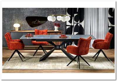 Стол обеденный Halmar LUCIANO 180 раскладной (синий мрамор/черный)