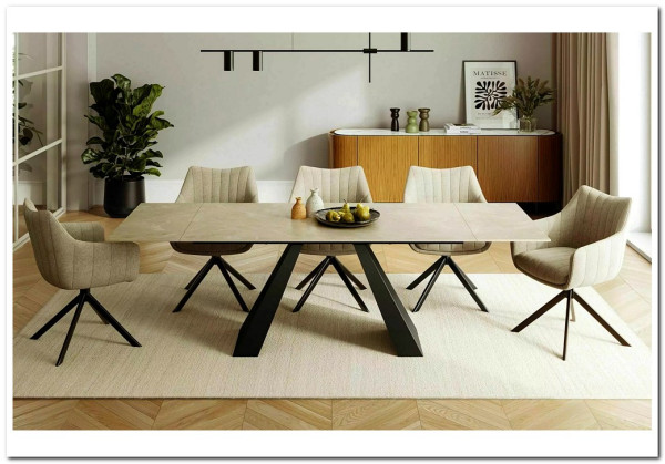 Стол обеденный Signal SALVADORE Ceramic 160 раскладной (Diamond Cream кремовый/черный мат)} заказать в Курске по цене 131 600 руб. с доставкой в Курск