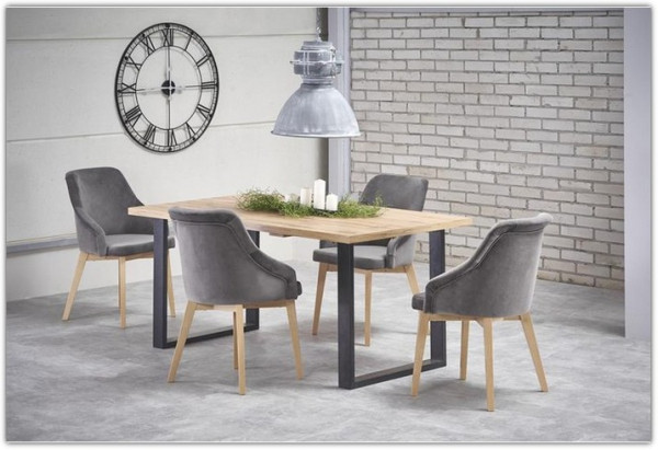 Стол обеденный Halmar VENOM 160/210 раскладной (дуб вотан/черный)} заказать в Курске по цене 63 780 руб. с доставкой в Курск