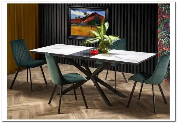 Стол обеденный Halmar DIESEL раскладной (белый мрамор/темно-серый/черный)} заказать в Курске по цене 73 944 руб. с доставкой в Курск