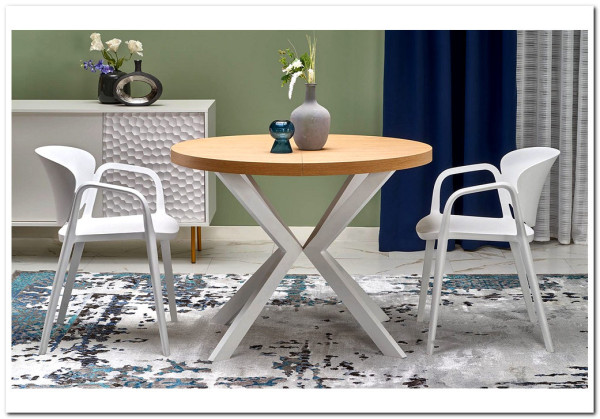 Стол обеденный Halmar PERONI (дуб золотой/белый)} заказать в Курске по цене 83 502 руб. с доставкой в Курск