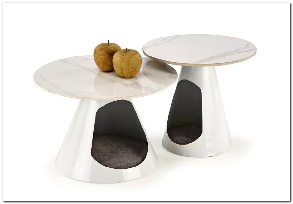 Комплект Halmar OSARIO, 2 стола журнальных (белый мрамор/белый)} заказать в Курске по цене 17 622 руб. с доставкой в Курск