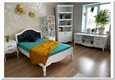 Кровать Авиньон с каретной стяжкой (90х200) из массива бука