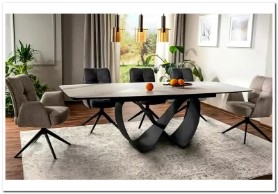 Стол обеденный Signal INFINITY Ceramic 160 раскладной (Nature Cloud белый/черный)