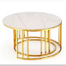Комплект Halmar MERCURY 3, 2 стола журнальных (белый мрамор/золотой)} заказать в Курске по цене 56 204 руб. с доставкой в Курск