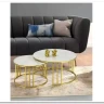 Комплект Halmar MERCURY 3, 2 стола журнальных (белый мрамор/золотой)} заказать в Курске по цене 56 204 руб. с доставкой в Курск