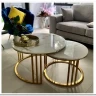 Комплект Halmar MERCURY 3, 2 стола журнальных (белый мрамор/золотой)} заказать в Курске по цене 56 204 руб. с доставкой в Курск
