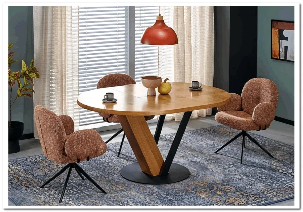 Стол обеденный Halmar FANIS OKRAGLY 120 (натуральный/черный)} заказать в Курске по цене 71 903 руб. с доставкой в Курск