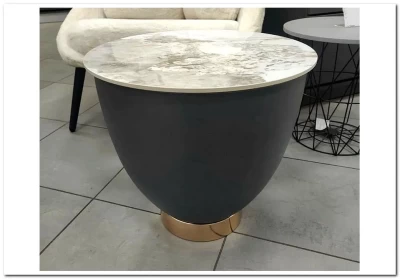 Стол журнальный Halmar CECILIA S (белый/серый/золотой)