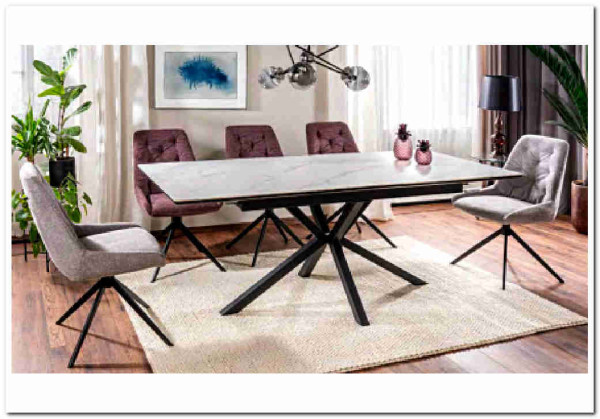 Стол обеденный Signal LOGAN Ceramic раскладной (белый/черный мат)} заказать в Курске по цене 76 082 руб. с доставкой в Курск