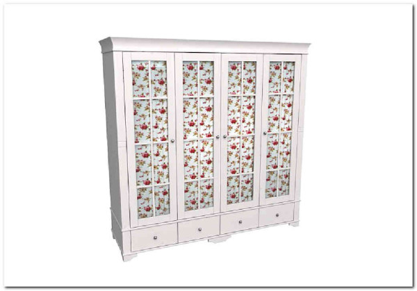 Шкаф 4х дверный со стеклянными дверями Бейли (массив)  купить по цене 97 972 руб. в магазине Другая Мебель в Курске