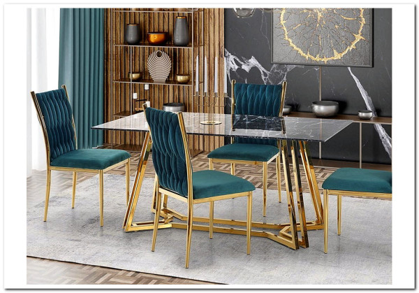 Стол обеденный Halmar KONAMI черный мрамор/золотой} заказать в Курске по цене 59 043 руб. с доставкой в Курск