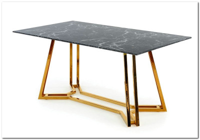 Стол обеденный Halmar KONAMI черный мрамор/золотой