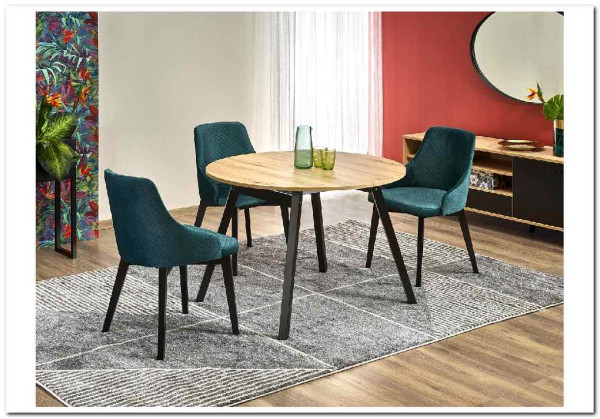 Стол обеденный Halmar RUBEN раскладной (дуб артизан/черный)} заказать в Курске по цене 31 096 руб. с доставкой в Курск