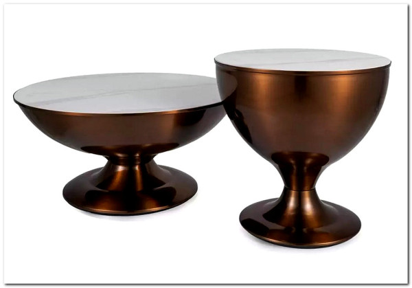 Комплект Signal SALSA, 2 стола журнальных (эффект белого мрамора/медный)} заказать в Курске по цене 46 938 руб. с доставкой в Курск