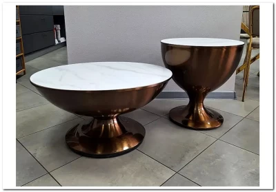 Комплект Signal SALSA, 2 стола журнальных (эффект белого мрамора/медный)