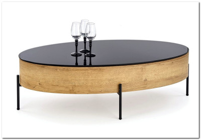 Стол журнальный Halmar ZENGA (черный/дуб золотой)