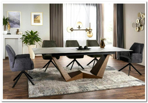 Стол обеденный Signal BONUCCI Ceramic 200 раскладной (Statuario Venato белый/орех)} заказать в Курске по цене 188 227 руб. с доставкой в Курск