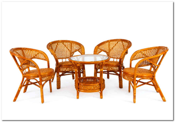 Комплект "PELANGI"  02/15 ( стол со стеклом + 4 кресла ) Honey (мед)} заказать в Курске по цене 61 770 руб. с доставкой в Курск