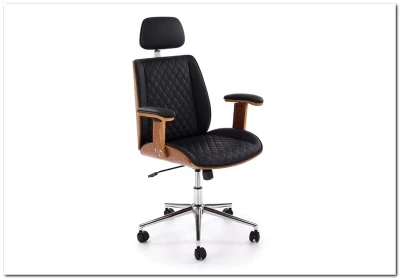 Кресло компьютерное HALMAR TIMBER черный/орех