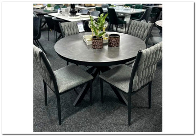 Стол обеденный Signal PORTO Ceramic 120 раскладной (темно-серый мрамор/черный мат)