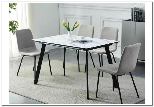 Стол обеденный Signal BARI 120 раскладной (белый мрамор/черный мат)} заказать в Курске по цене 33 902 руб. с доставкой в Курск