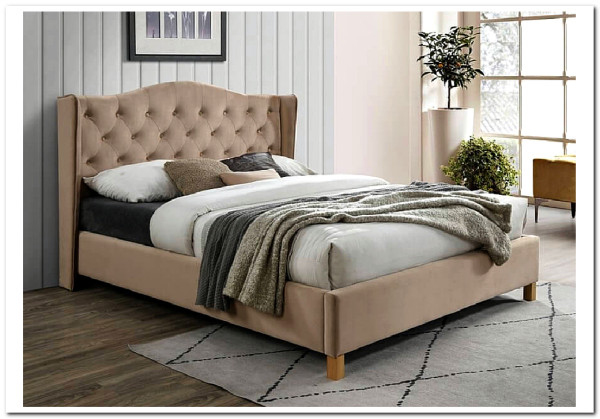 Кровать Signal ASPEN VELVET BLUVEL 28 (бежевый/дуб) 160/200} заказать в Курске по цене 62 781 руб. с доставкой в Курск