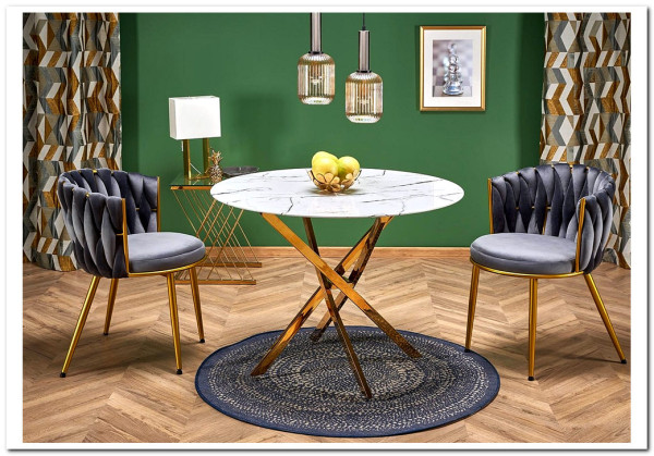 Стол обеденный Halmar RAYMOND 2 (белый мрамор/золотой)} заказать в Курске по цене 28 929 руб. с доставкой в Курск