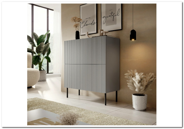 Комод Halmar ASENSIO KM-2 (светло-серый/черный)} заказать в Курске по цене 40 403 руб. с доставкой в Курск