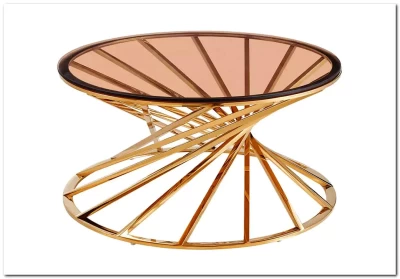 Стол журнальный Signal OTTAVIA A дымчатый янтарь/золотой