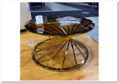 Стол журнальный Signal OTTAVIA A дымчатый янтарь/золотой