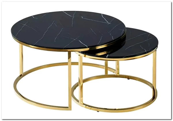 Комплект Signal MUSE, 2 стола журнальных (эффект черного мрамора/золотой)} заказать в Курске по цене 61 832 руб. с доставкой в Курск