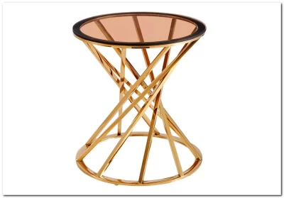 Стол журнальный Signal OTTAVIA B дымчатый янтарь/золотой