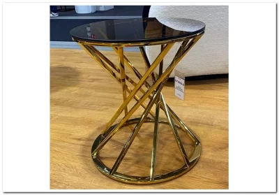 Стол журнальный Signal OTTAVIA B дымчатый янтарь/золотой