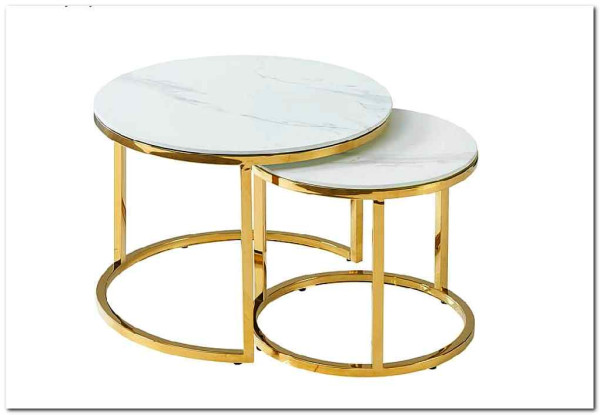Комплект Signal MUSE II, 2 стола журнальных (эффект белого мрамора/золотой)} заказать в Курске по цене 42 730 руб. с доставкой в Курск